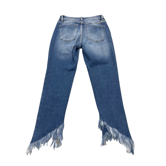 KanCan Double Fringe Mid Rise Cropped Skinny Blue Jeans Boho Size 27 Festival - Picture 5 of 8